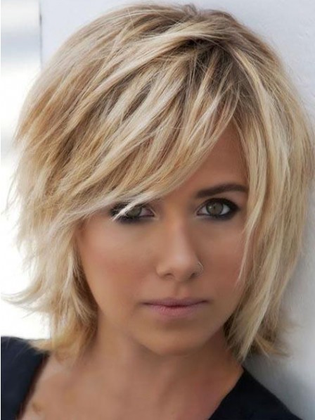 Layered Straight Blonde Synthetic Wigs