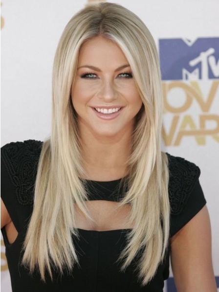 Long Blonde Layered Human Hair Lace Front Wigs