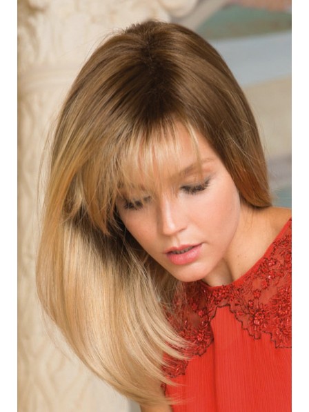 Collar Bone Straight Length Synthetic Wig With Flowing Fringe