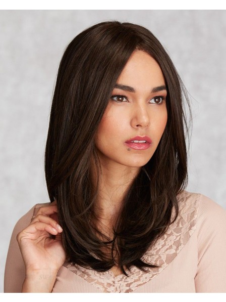 Fashion Dark Brown Medium Lace Front Mono Top Human Hair Wig