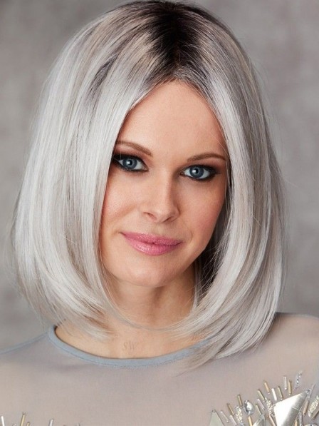 New Fabulous Medium Ladies Grey Bob Hair Wigs