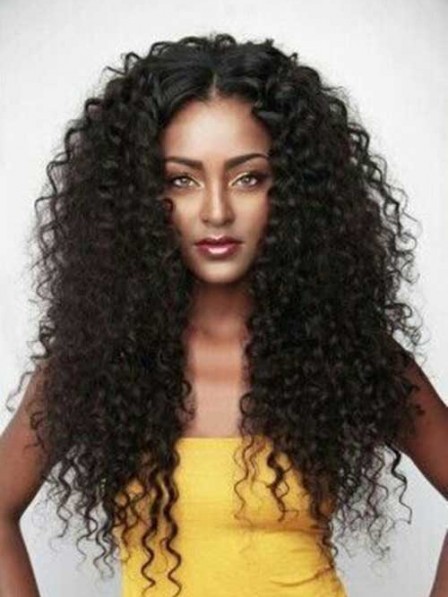 Black Women Curly Fluffy human hair wigs
