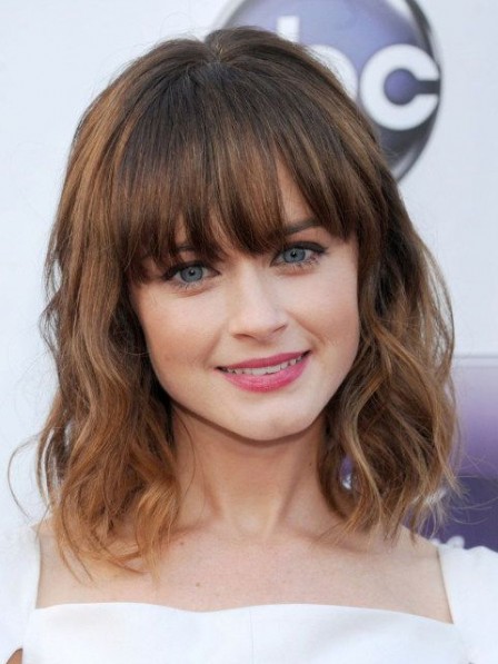 Cute 2019 Lace Front Synthetic Celebrity Wigs With Bangs