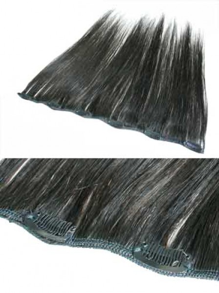 Black All Length  100% Human Hair Clip In Hair Extensions