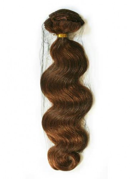 Ladies Wavy Auburn 100% Human Hair Weft Hair Extensions