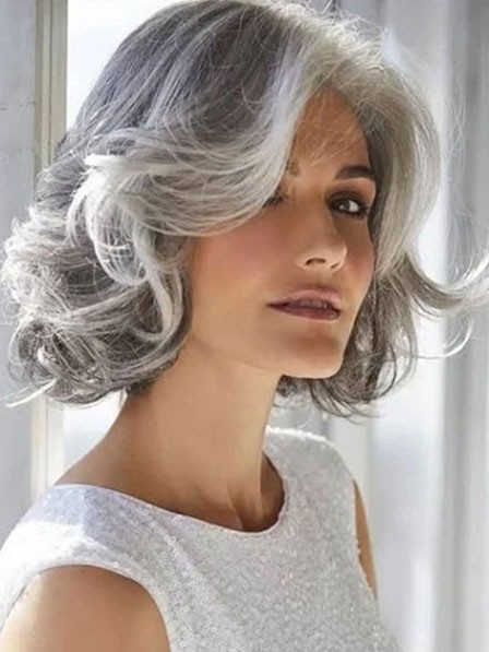 New Gray Human Hair Wigs For Women