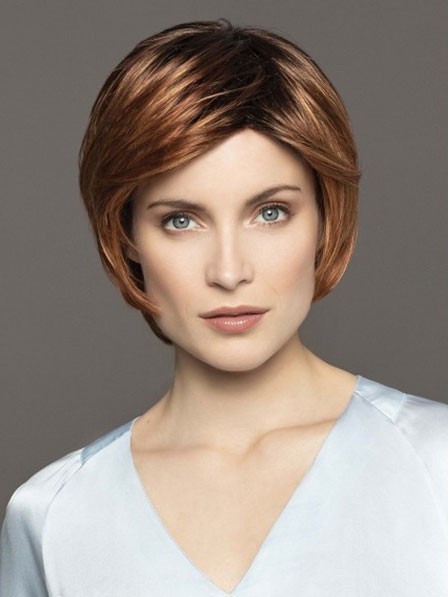 Elegant Lace Front Short Straight Human Hair Wig With Bangs