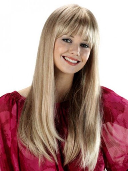 Straight Synthetic Hair Wig For Women With Full Bangs