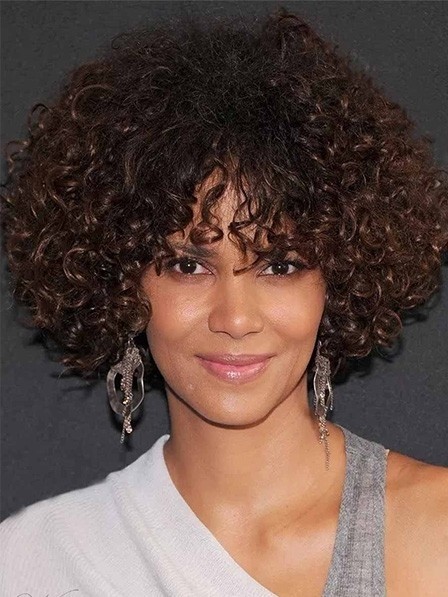 Curly New Synthetic Hair Wigs With Bangs