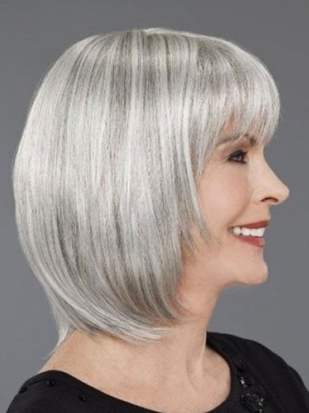 Full Lace Gray Bob Wigs with Bangs