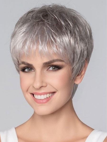 Fast Ship Cheap Straight Cropped Hair Celebrity Grey Wigs