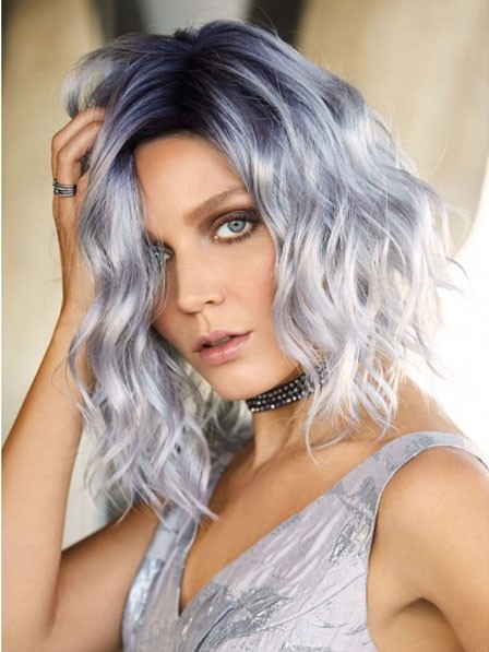 Lace Front Grey Wavy Wigs for Ladies 