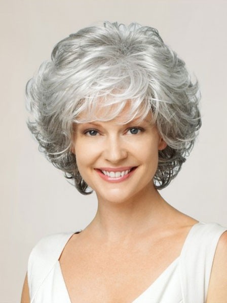 Ladies Short Grey Wigs for Old Women