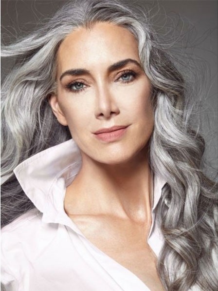 Long Body Wavy Silver Grey Wigs Lace Front