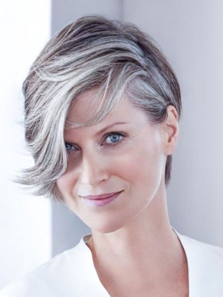 Natural Short Grey Hair Wigs For Women Over 40