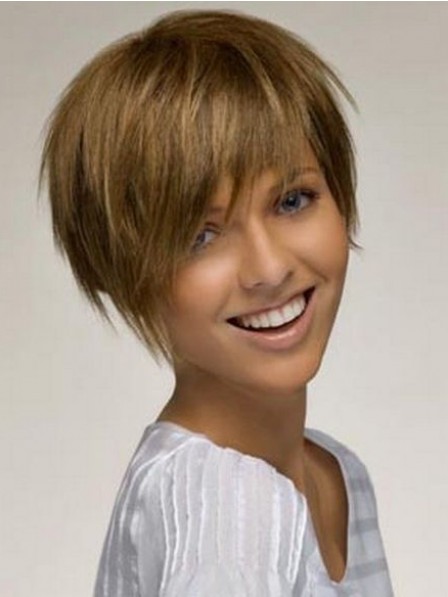 Modern Short Straight 100% Human Hair Lace Front Wigs