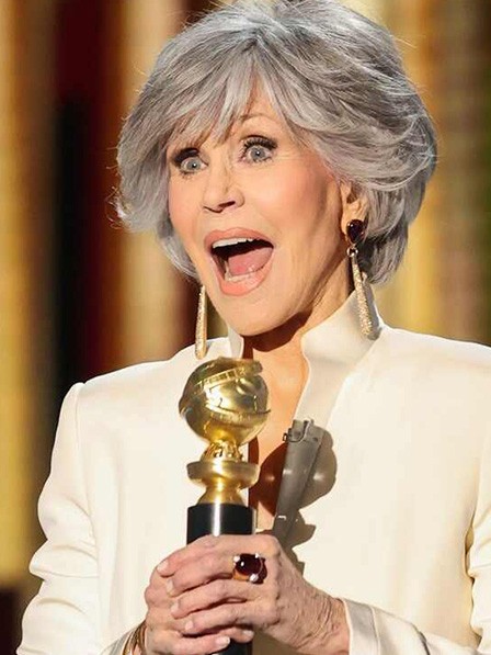 Jane Fonda Human Hair Grey Celebrity Wigs