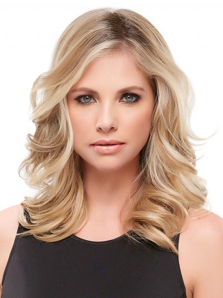 18" Wavy Blonde 100% Human Hair Mono Hair Pieces for Perfect Fit