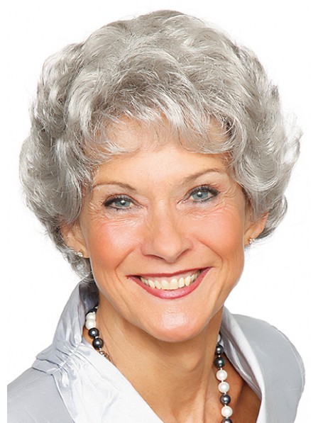 Hot Sale Grey Short Wavy Capless Synthetic Wigs