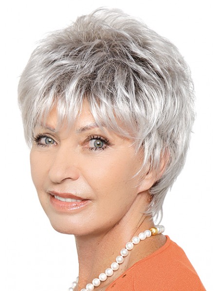 Chic Grey Short Layered Capless Synthetic Wigs