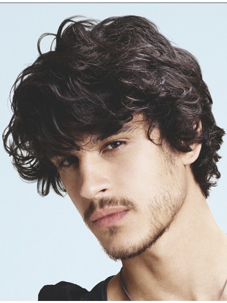 Short Capless Synthetic Wavy Mens Hairstyle Wig