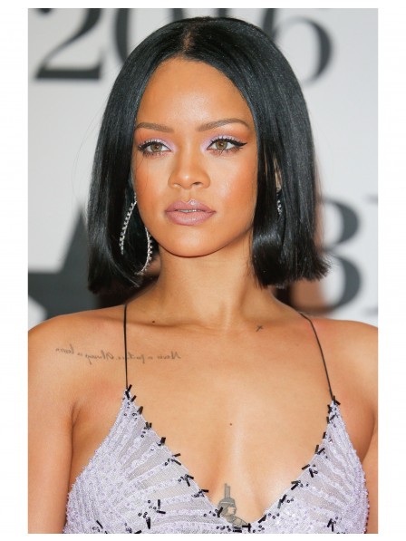 Rihanna straight black synthetic bob wigs