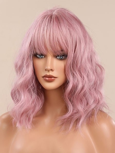 Super Cheap Wavy Synthetic Pink Wigs