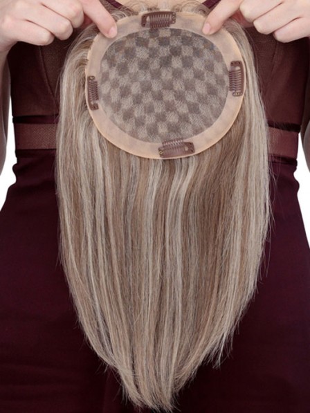 Sunny Blonde Human Hair Mono Top Piece for Hair Loss