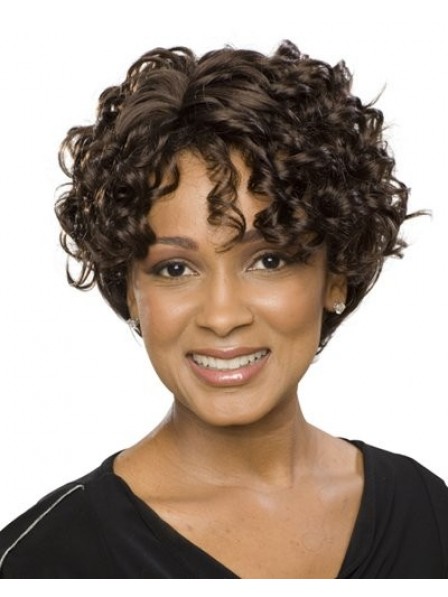 Cheap Short Curly Synthetic Hair Wig With Bangs 2019