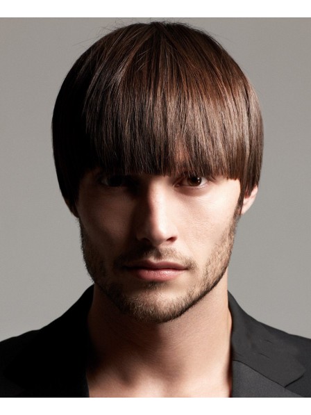 Hot Sale Short Straight Mens Capless Mens Wigs With Bangs