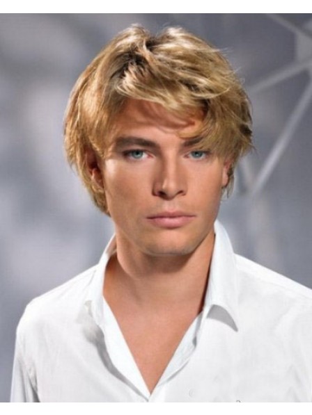 Popular Mens Synthetic Capless Mens Hair Wig With Bangs