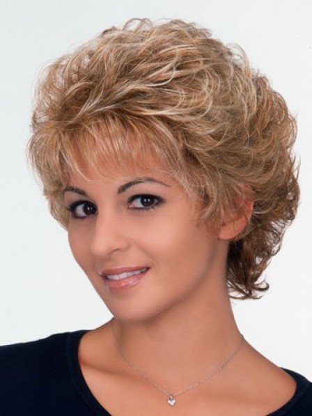Cheap Classic Short Curly Synthetic Wig With Bangs