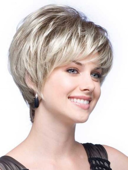 Lace Front Short Wavy Wigs With Bangs