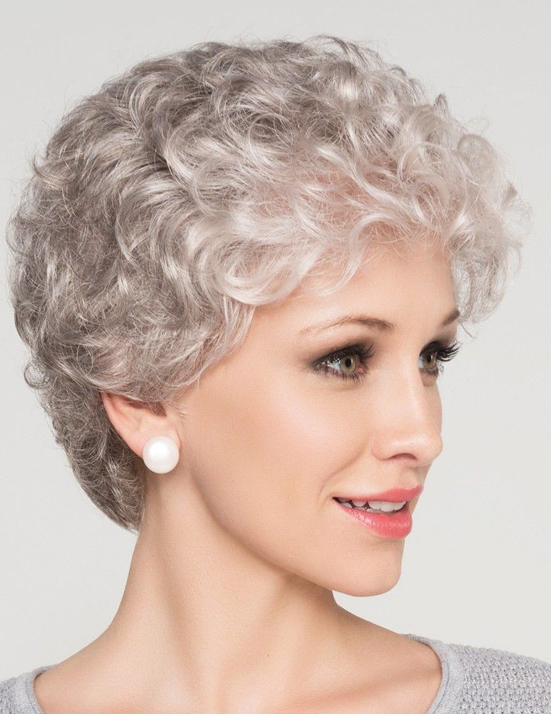 Natural Curly Grey Hair Wig For Older Women, Pixie Wigs ...