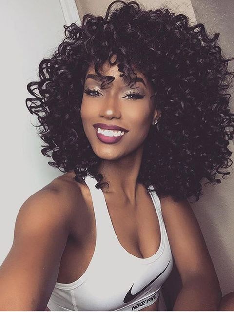 Simple Big Afro Curly Synthetic Gair Wigs for Black Women, Long Wigs