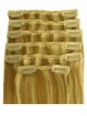 Easy Wear Straight Blonde Human Hair Clip In Hair Hairpieces