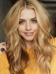 Fashion Long Blonde Wavy Human Hair Celebrity Wigs Lace Front
