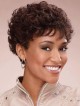 Pixie Short Brown Curly Human Hair Wigs