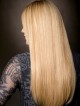 Ladies Long Straight Blonde Lace Front Mono Top Wigs