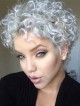Short Synthetic Hair Curly Grey Wig Without Bangs