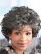 Short Curly Capless Grey Wig With Bangs