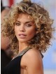 Natural Blonde Medium Curly Synthetic Hair Wig