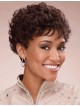 Modern Pixie Short Brown Curly hairstyle Synthetic Petite Wigs