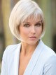 Smooth Chin Length Grey Bob Wig with Fringe Synthetic Hair