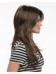 Pretty Long Layered Lace Front Human Hair Wig With Side Bangs