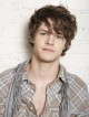 New Arrivals Mens Wavy Synthetic Capless Hair Wig With Bangs